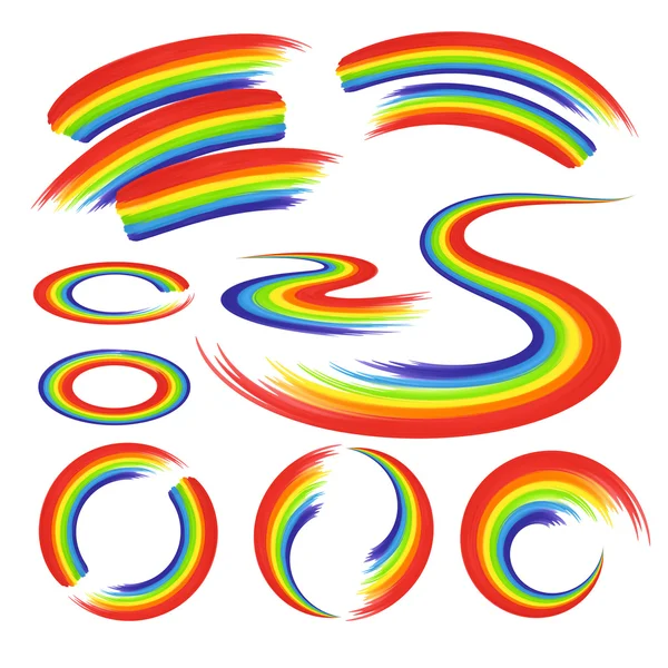 Arco iris en forma abstracta conjunto — Vector de stock