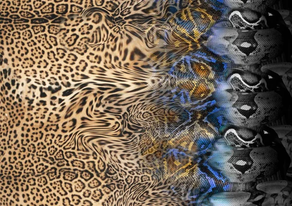 Colorful Background Leopard Skin Texture Close Animal Reptile Seamless Pattern — Stockfoto