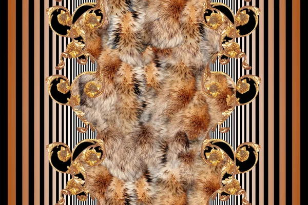 Золотой Тигр Золотыми Черными Полосами — стоковое фото