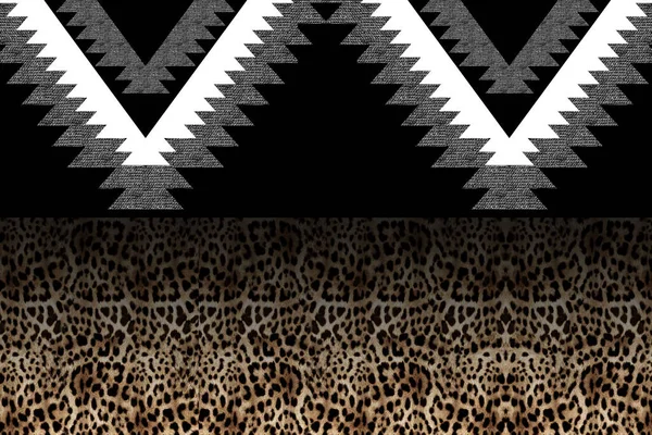 Leopard Skin Pattern Black White Illustration — ストック写真