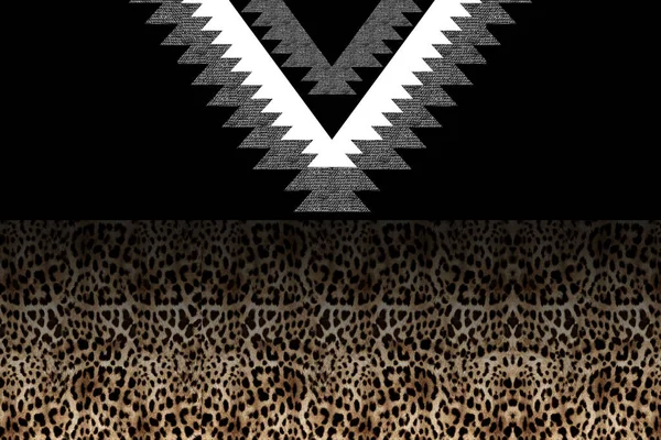 Leopard Skin Pattern Black White — ストック写真