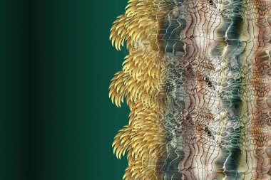 Üç boyutlu yeşil ve sarı bir su güzel bir deseni var.