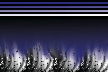 Harika bir nota kalıbını bozuyor. Nota, keman ve bas tuşları. Arka plan beyaz..