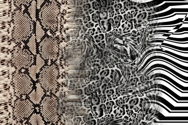 Leoaprd Fiori Snake Texture Modello Pelle Ripetendo Senza Soluzione Continuità — Foto Stock
