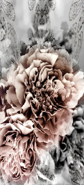 Λουλούδια Πολύχρωμα Υποβάθμιση Σχεδιασμός Αποτέλεσμα Λουλούδια Γεωμετρικά Γραμμή Μικτή Μοτίβο — Φωτογραφία Αρχείου