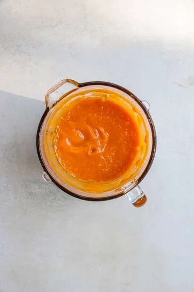 Havuç ve Balkabağı Sağlıklı Smoothie veya Blender Top View Çorbası