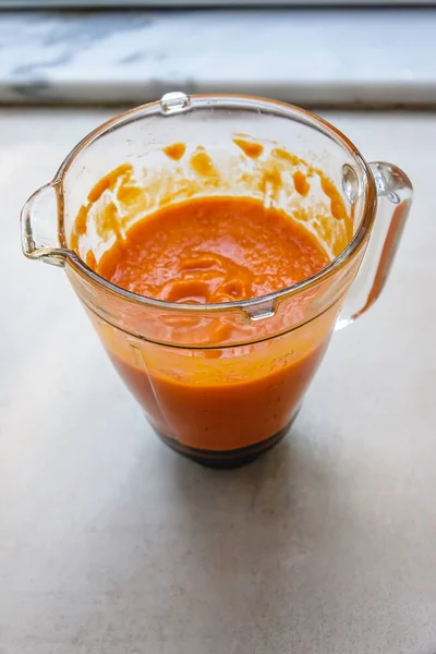 Havuç ve Balkabağı Sağlıklı Smoothie veya Blender Top View Çorbası