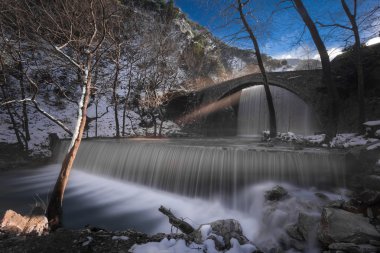 Double Waterfall at winter Time clipart