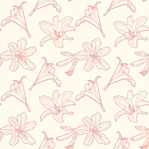 Seamless vintage floral pattern with lily — Stock Vector