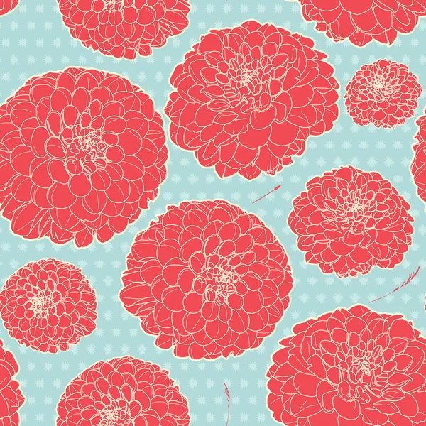 Inconsútil floral vintage japonés patrón azul claro — Vector de stock