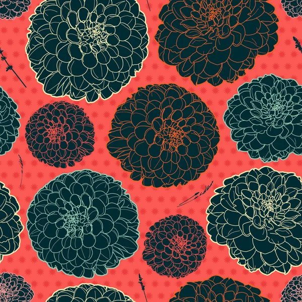 Seamless floral vintage japanese red pattern — Stock Vector