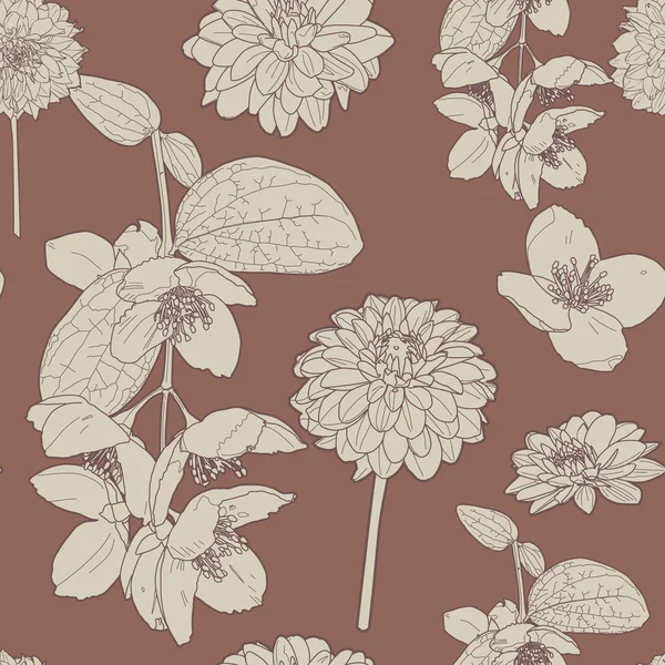 Chocolate seamless floral pattern — Stock Vector