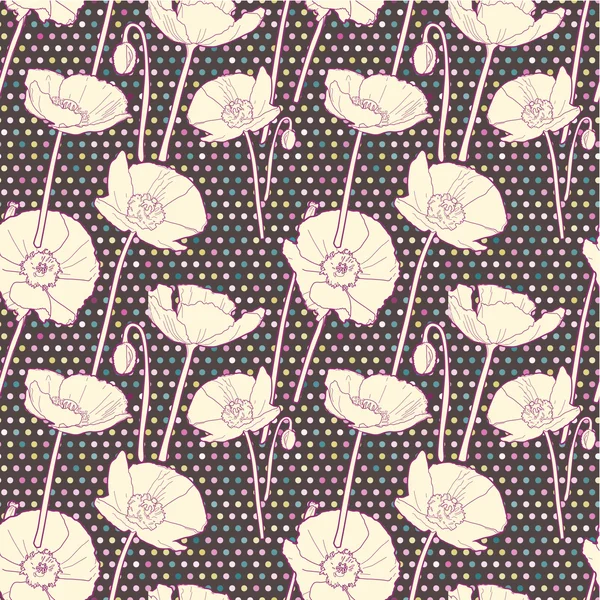 Pasión violeta patrón de amapola sin costura — Vector de stock