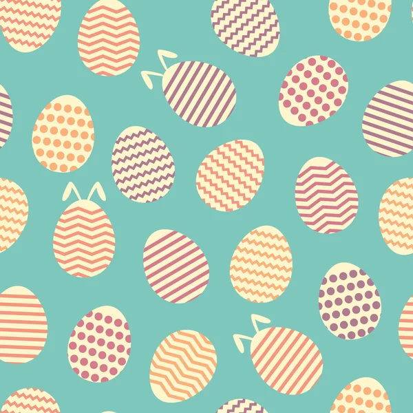 Seamless easter egg spring blue bunny pattern — Stock Vector