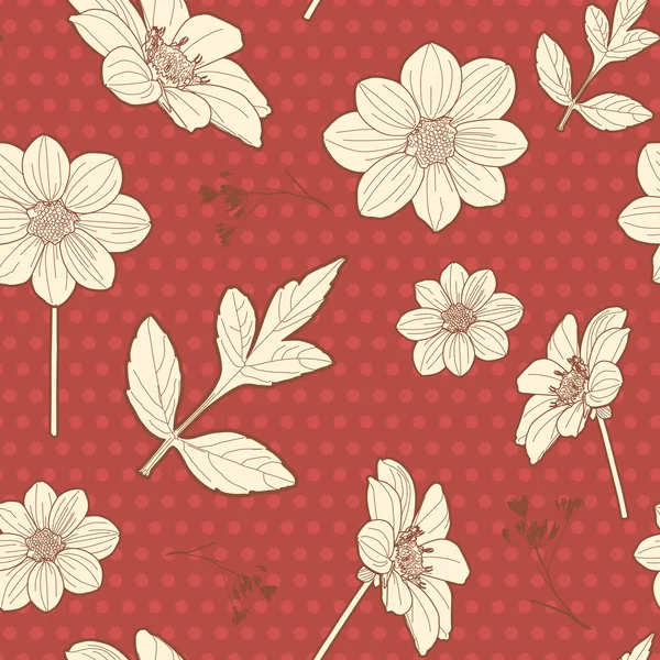 Patrón floral rojo sin costuras japonés — Vector de stock