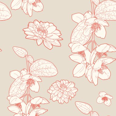 Nazik kesintisiz beyaz çiçek deseni