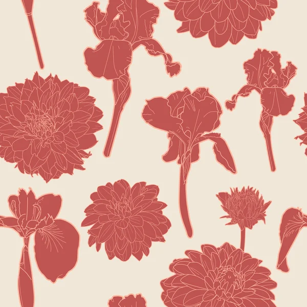 Vintage rote nahtlose Aster Blumenmuster — Stockvektor