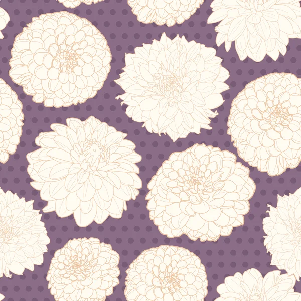 Romantique lavande violet sans couture asters-souci motif floral à pois — Image vectorielle