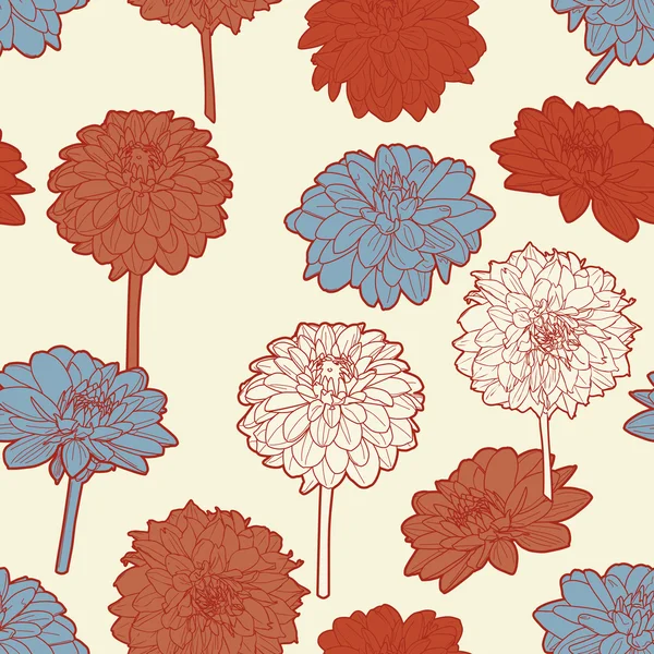 Increíble patrón floral vintage japonés blanco-rojo sin costuras — Vector de stock