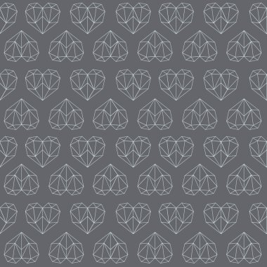 Şaşırtıcı Poli kalp gri vintage geometrik anahat desen