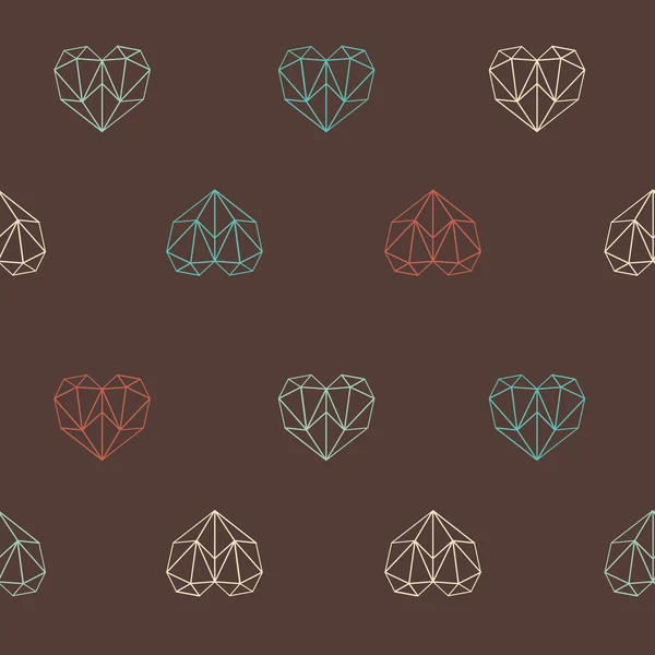 Incroyable poly coeur brun vintage motif géométrique — Image vectorielle