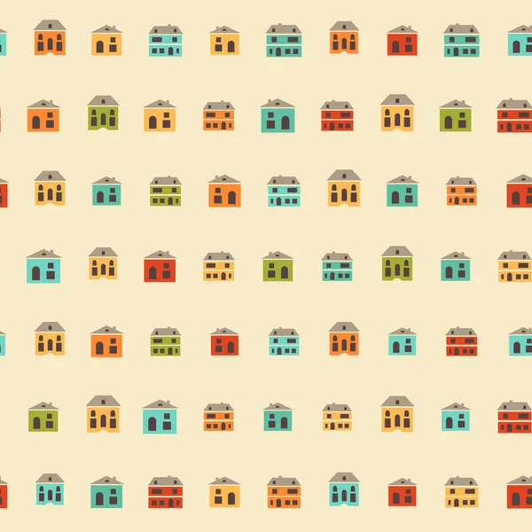 Vintage colorful small houses pattern — Stock Vector