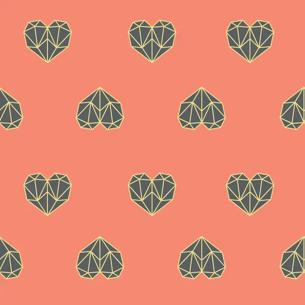 Incroyable motif de polygone rose coeur vintage — Image vectorielle