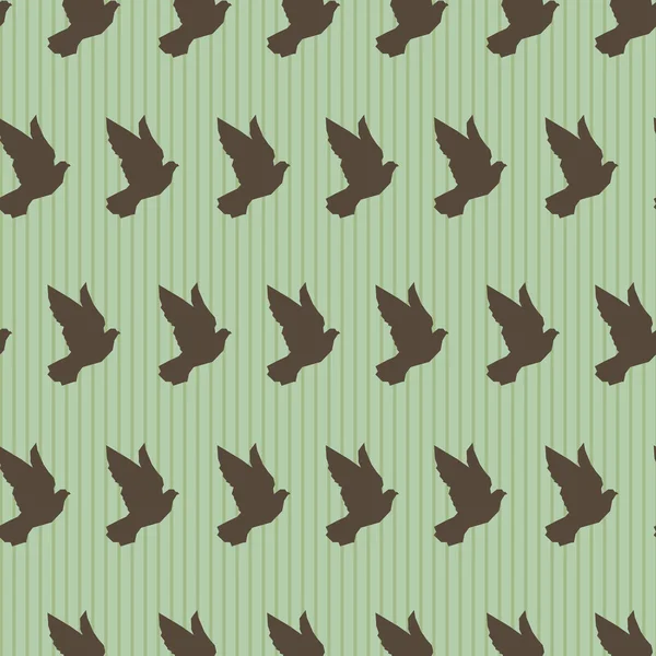 Vintage green pigeon pattern — Stock Vector