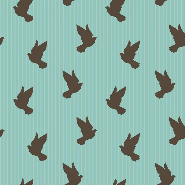 Vintage blue pigeon pattern — Stock Vector