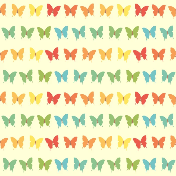 シームレスなカラフルな蝶のパターン — ストックベクタ