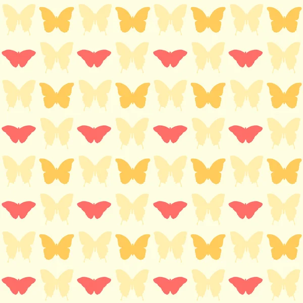 Patrón de mariposa amarilla bonita sin costuras — Vector de stock