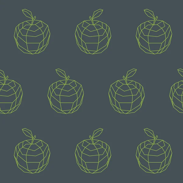 Vintage apple outline polygon pattern — Stock Vector