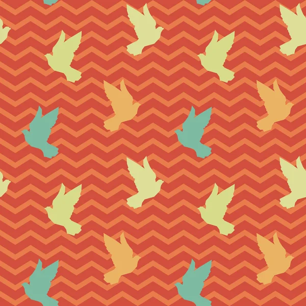 Vintage colorful orange pigeon pattern — Stock Vector