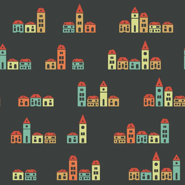 Vintage colorful houses pattern — Stock Vector