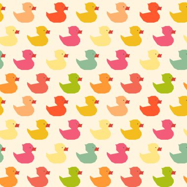 Vintage renkli ördekler çokgen desen