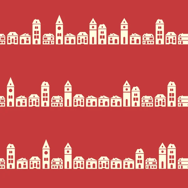 Vintage red houses pattern — Stock Vector