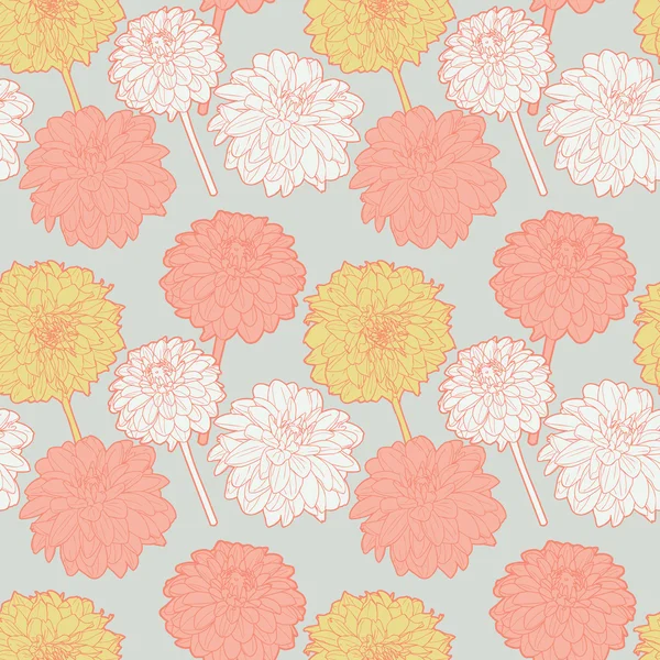 Gentle seamless floral vintage japanese spring asters pattern — Stock Vector