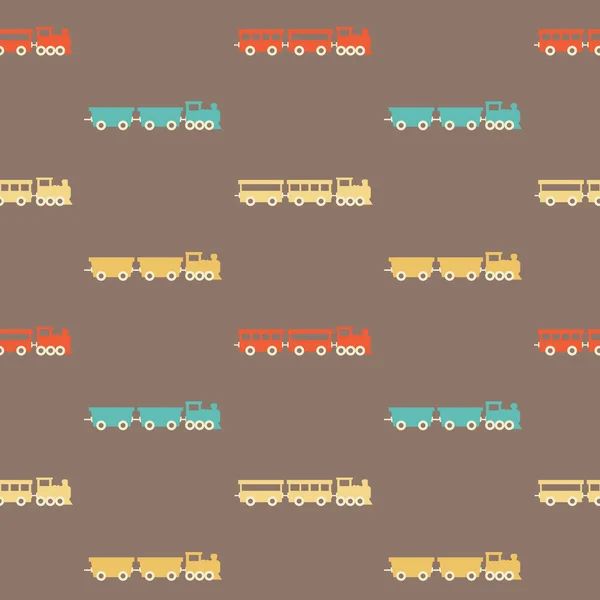 빈티지 화려한 갈색 기차 패턴 — 스톡 벡터