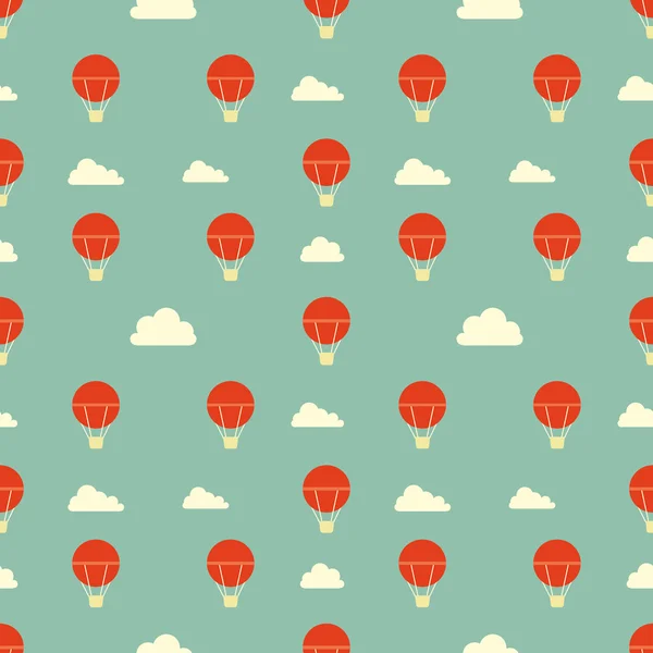 Vintage ville bleue motif ballons rouges — Image vectorielle