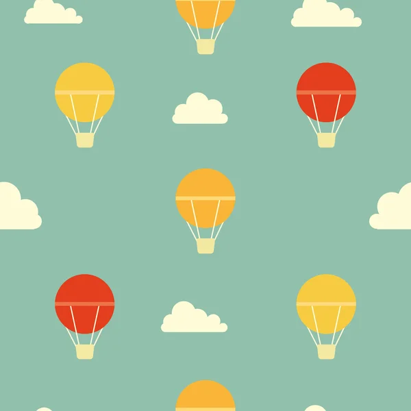 复古蓝色的小镇彩虹气球图案 免版税图库插图