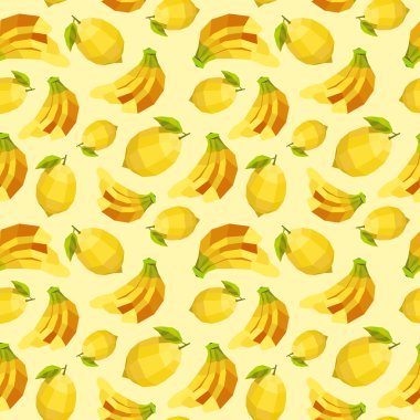 Vintage çokgen muz limon desen