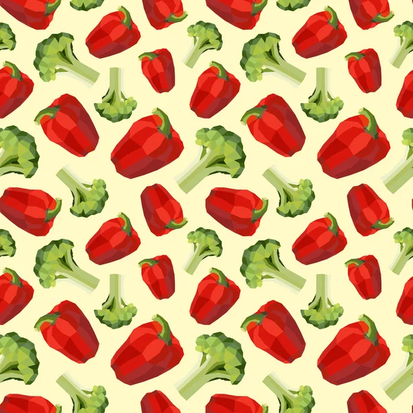 Modèle de brocoli au poivre polygone vintage — Image vectorielle