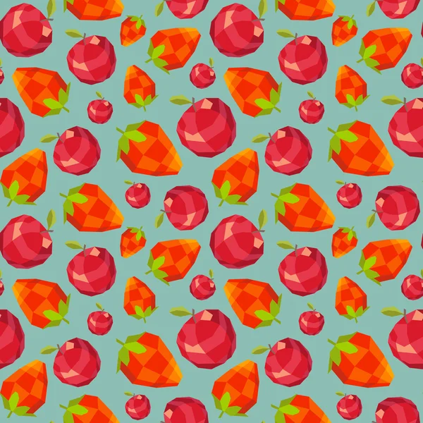 Урожай багатокутник полуничний яблучний візерунок — стоковий вектор