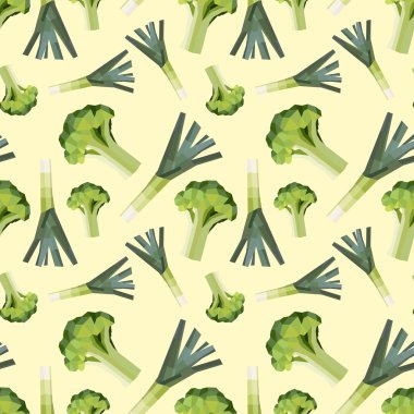 Vintage çokgen pırasa brokoli desen