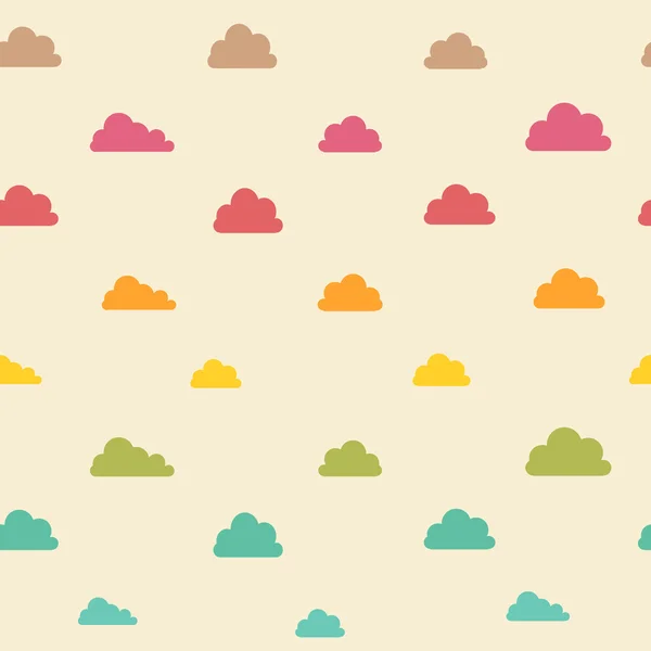 Seamless vintage beige colorful clouds pattern — Stock Vector