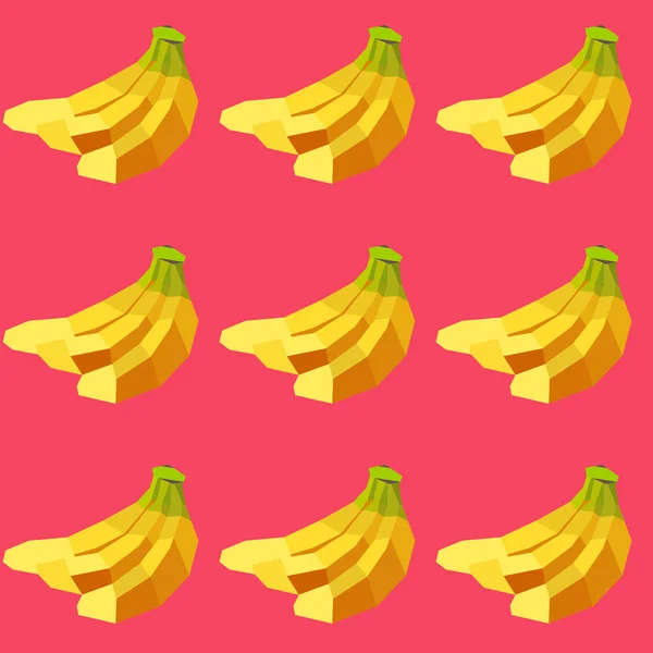 Seamless vintage polygon pop-art banana pattern — Stock Vector