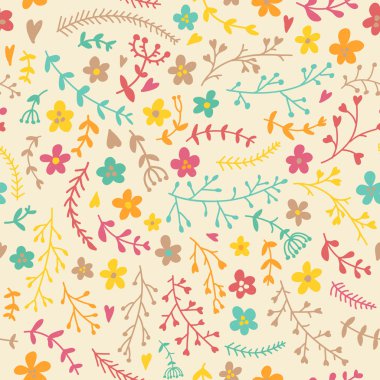 İnanılmaz şirin sorunsuz vintage renkli çiçek desenli