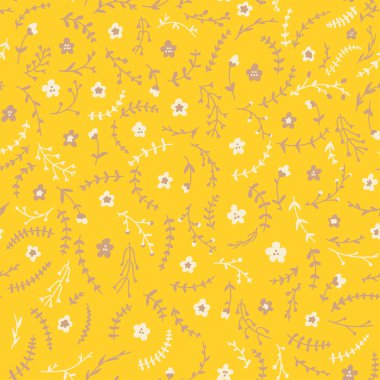 İnanılmaz şirin sorunsuz vintage sarı çiçek desenli