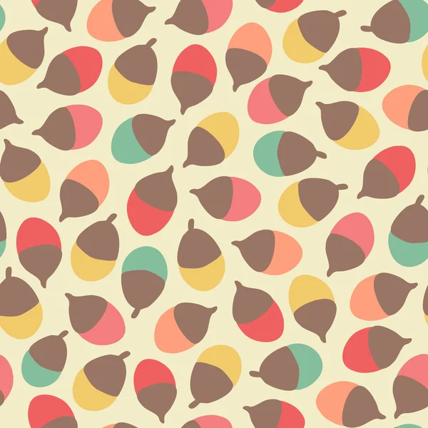 Amazing cute seamless vintage colorful acorn pattern — Stock Vector