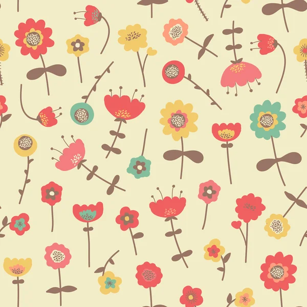 Fantastiskt söt sömlös vintage färgglada blommönster — Stock vektor